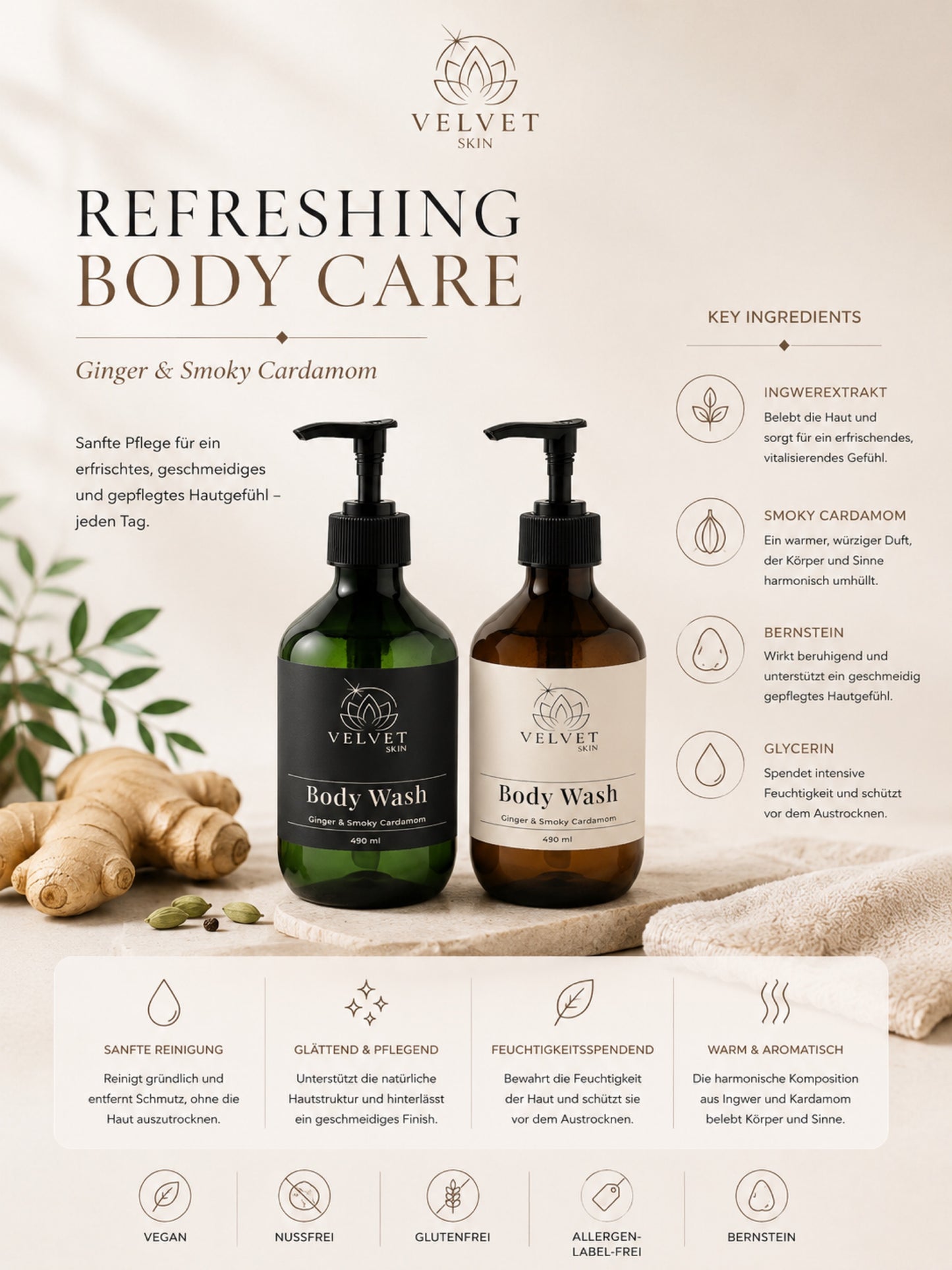 Body Wash, Ginger & Smoky Cardamom