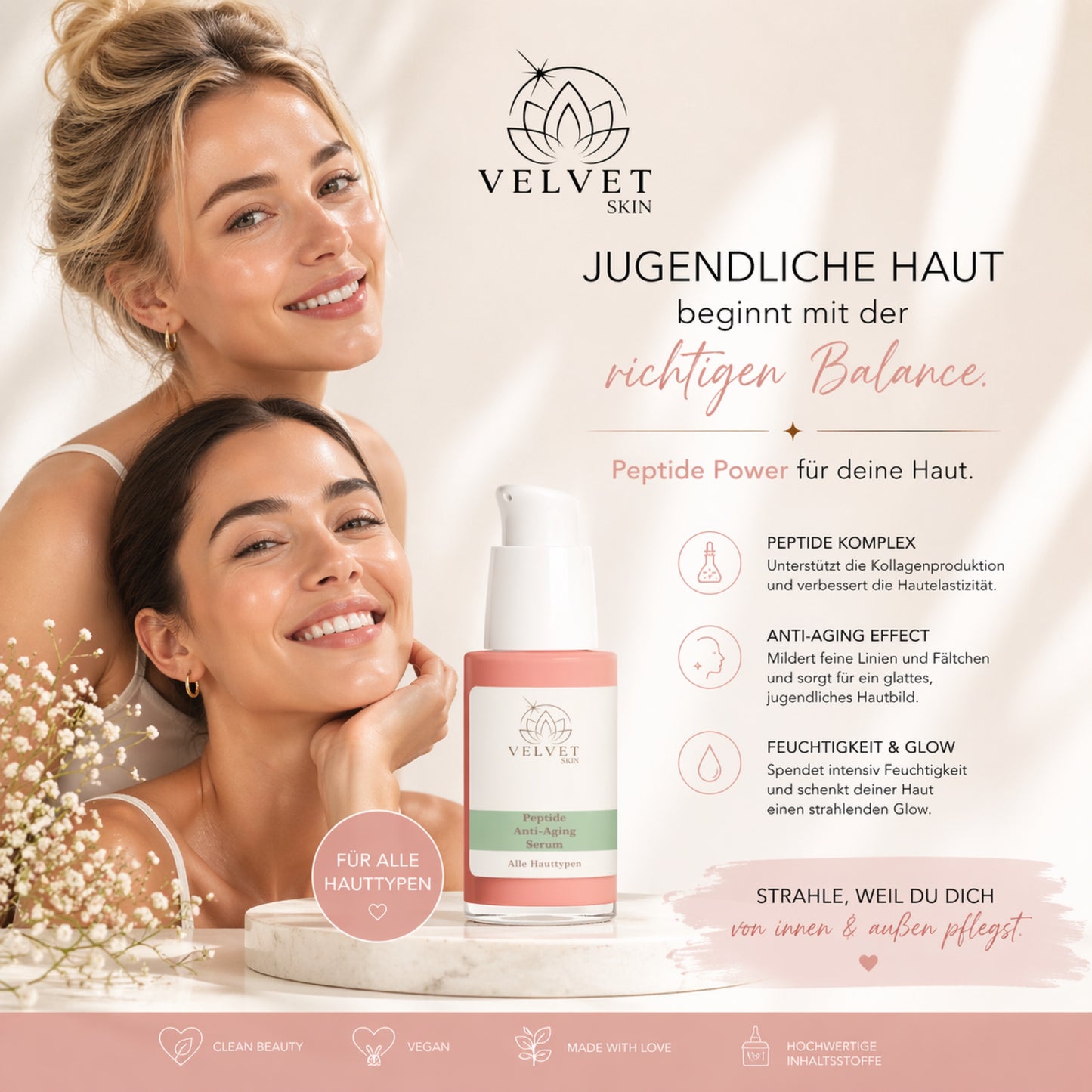 Peptide Anti-Aging Serum mit Hyaluronsäure